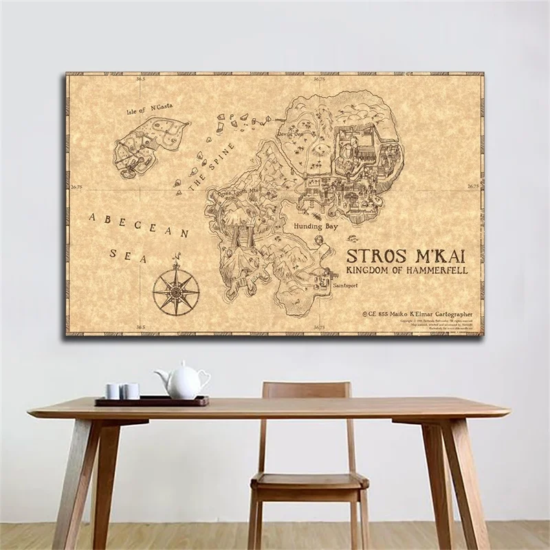 

84*59cm Retro Map Wall Art Poster Non-woven Canvas Painting Decorative Prints Unframed Pictures Living Room Home Decoration
