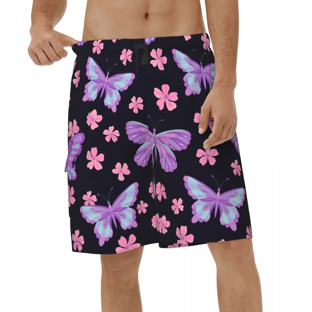 

Fashion Butterfly Men 3D Printed Beach Shorts Running Board Shorts Vacation Swimsuits Breathable Board Shorts