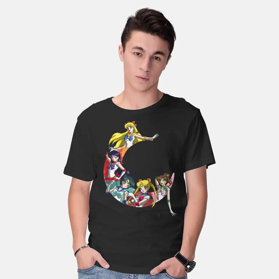 Футболка с рисунком моряков в Луне для мужчин и женщин Винтажная футболка