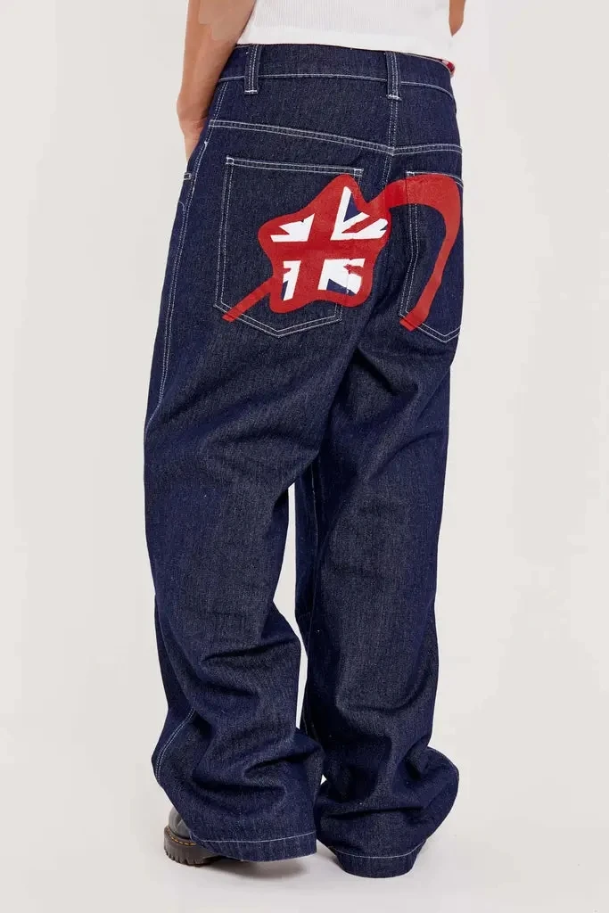 

Новинка 2023, уличные широкие брюки в стиле хип-хоп рок, уличная одежда, Y2K брюки, мужские мешковатые джинсы в стиле Харадзюку с графическим принтом