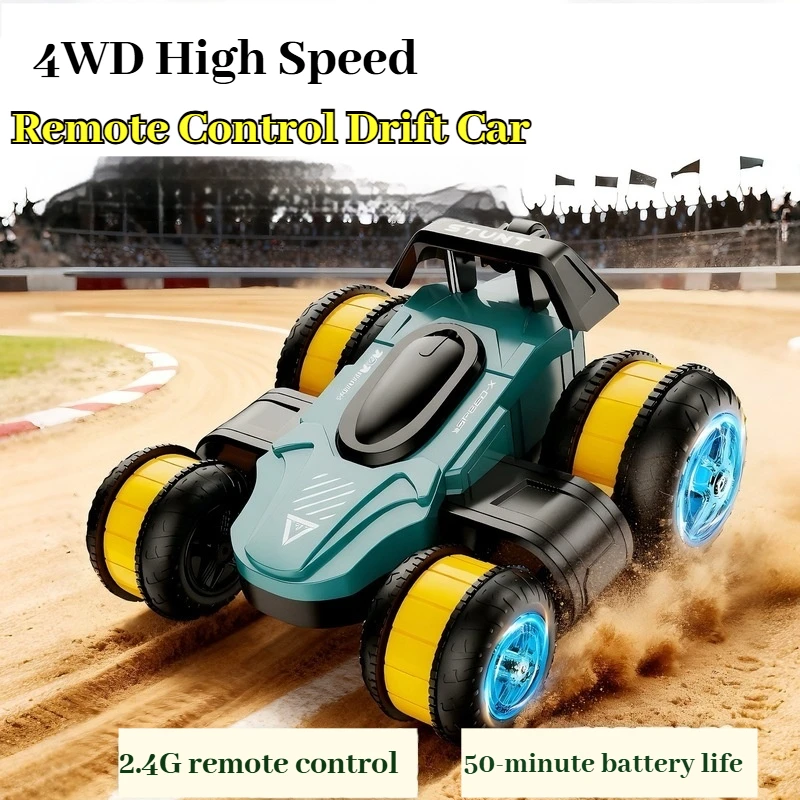 Фото Детская радиоуправляемая трюковая машина 4WD, высокоскоростная, с функцией дрифта, переворачивания и вращения, с подсветкой, подарок на день рождения для мальчиков. №4