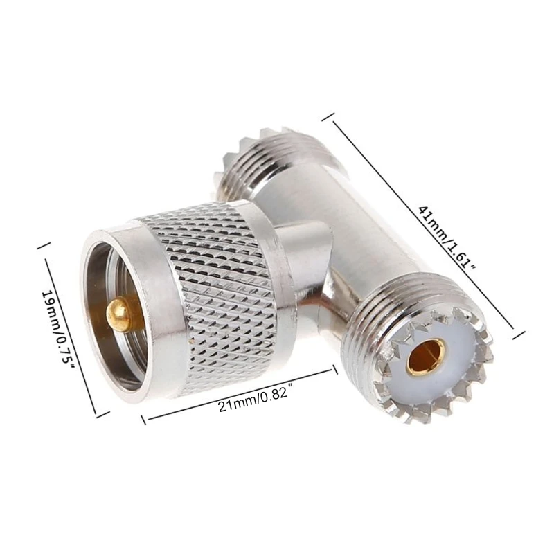 

2022 New T Shape UHF Male PL259 To 2 UHF Female SO239 Triple RF Connector 3-way Coaxial Adapter