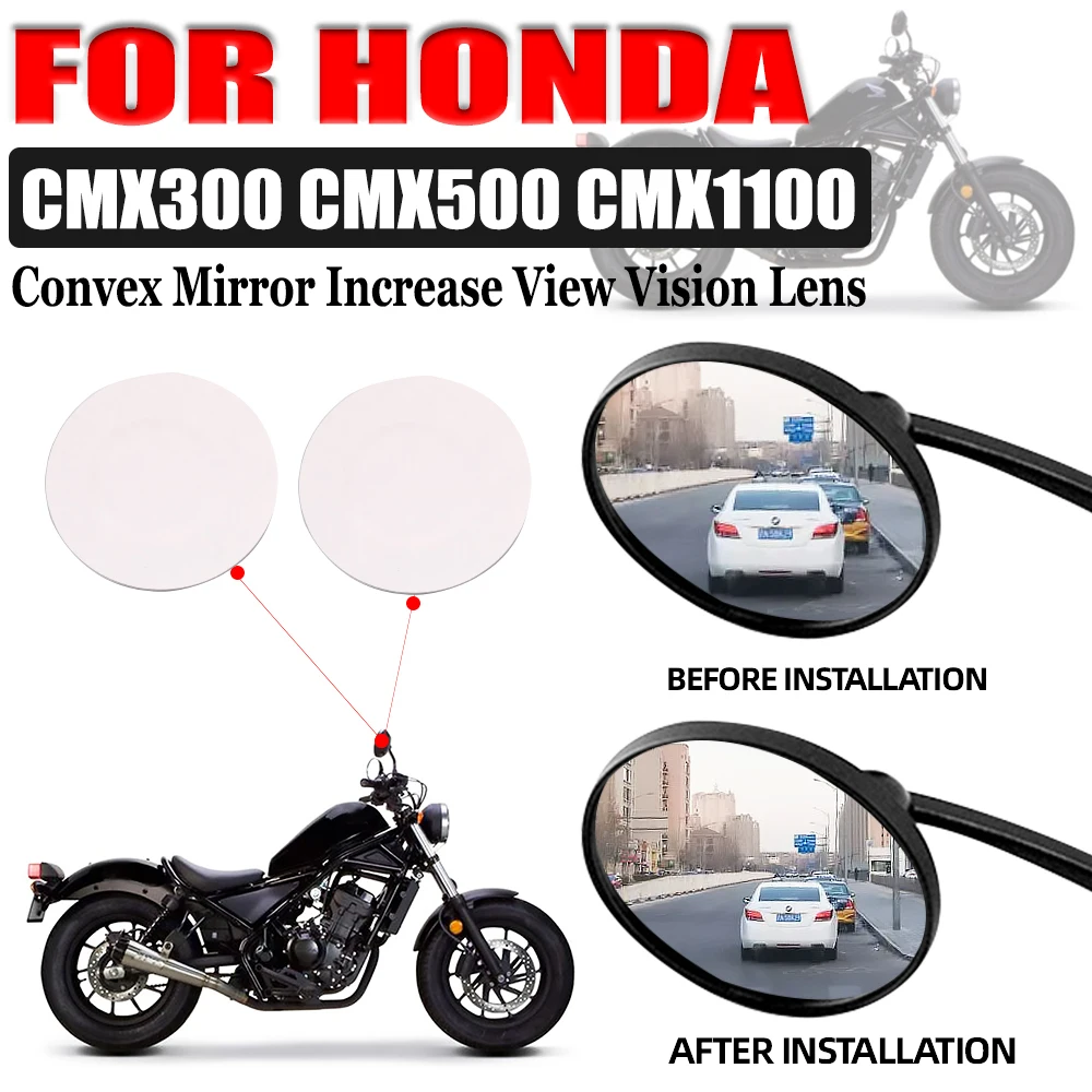 

For HONDA Rebel 500 1100 CMX 300 CMX500 CMX1100 Accessories Convex Mirror Increase View Vision Lens Rearview Mirrors Side Mirror