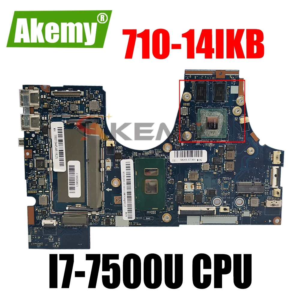 

High quality 5B20M14141 for Lenovo YOGA 710-14IKB Motherboard With I7-7500U CPU LA-D471P N16S-GTR-S-A2 2GB GPU Tested