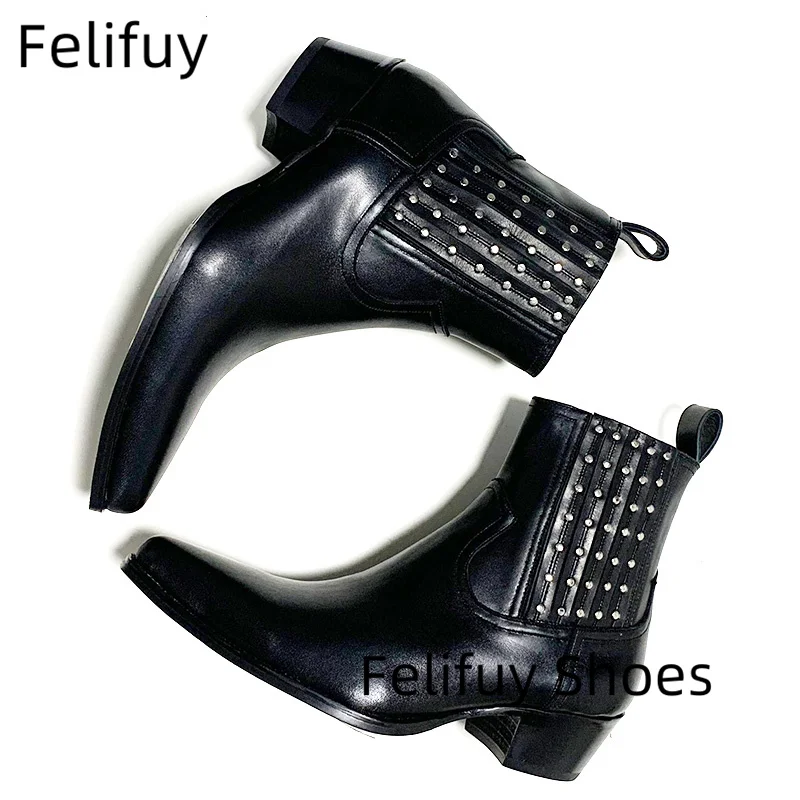 Ботинки челси с шипами мужские черные ботильоны роскошные дизайнерские ботинки