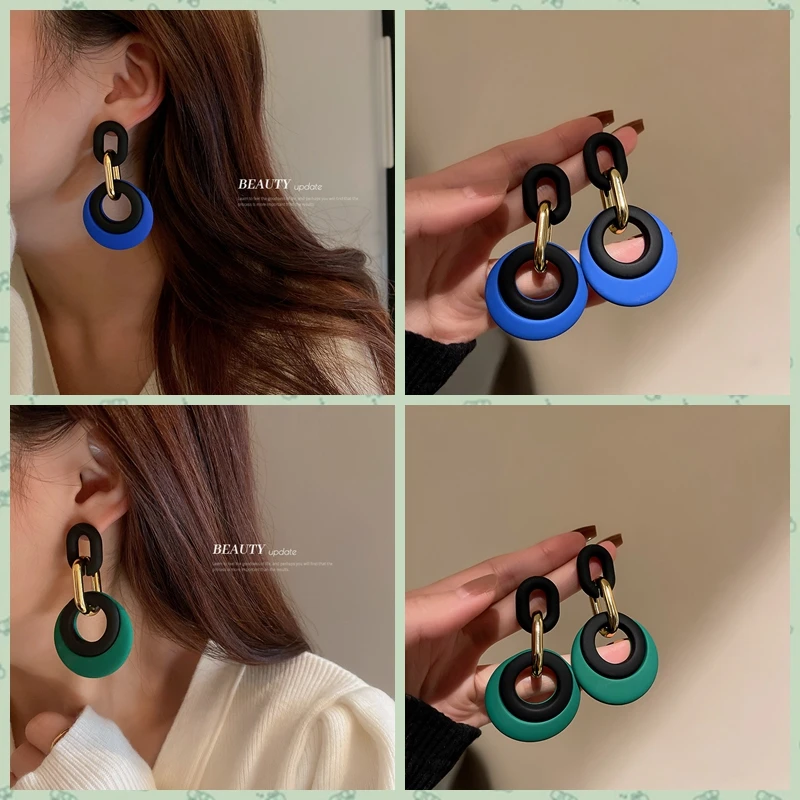 

European and American Exaggerated Round Geometric Earrings for Women Lady Trendy Simple Chic Daily Earrings Fashion Jewelry Gift