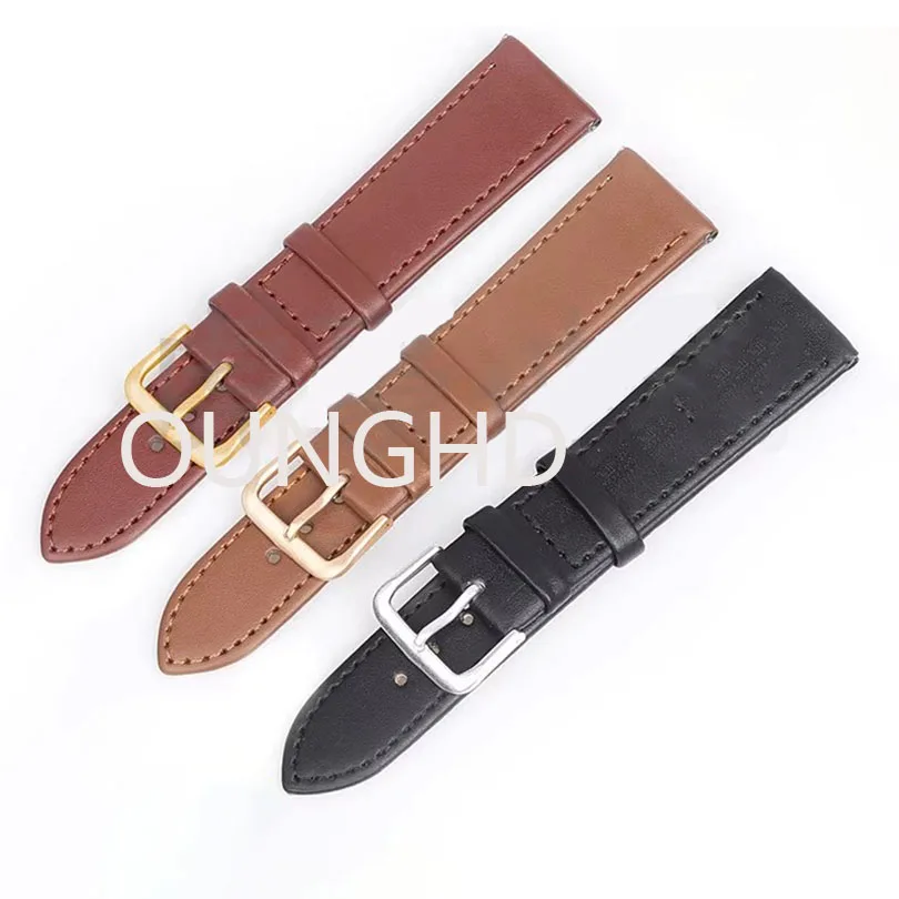 

PU leather strap for male and female students, fine and soft watch chain, universal needle buckle, watch strap, leather