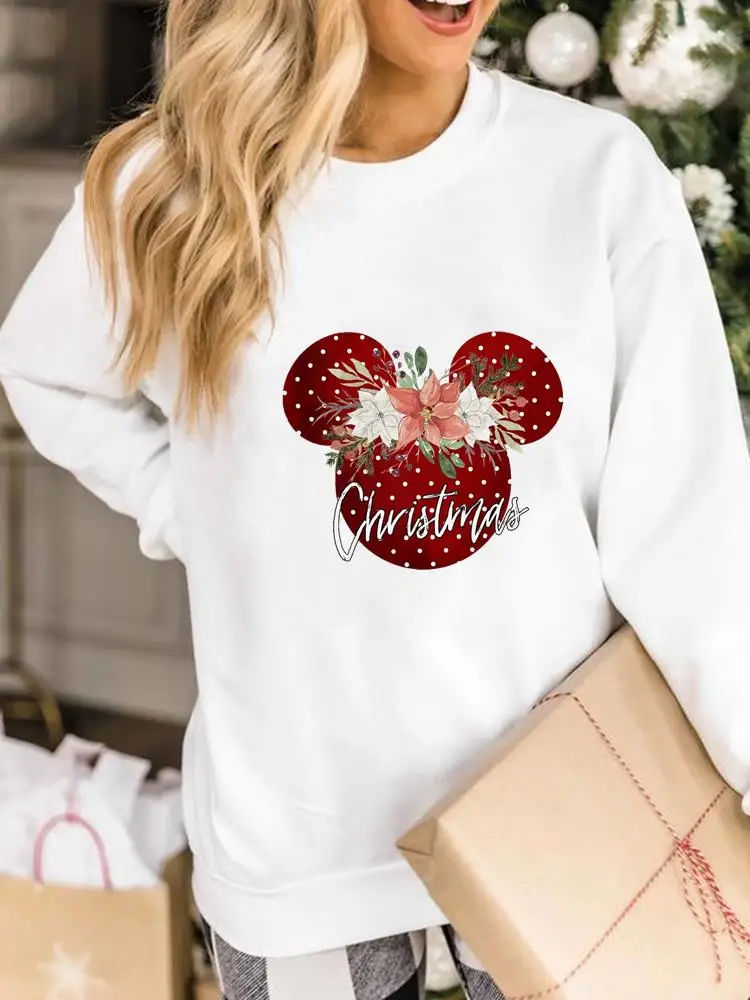 

Модная одежда с надписью "Merry Christmas", "с новым годом", женские модные пуловеры с цветочными ушками и мышью, женские праздничные пуловеры, свитш...