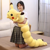kawaii long pikachu big size yellow elf plush toy anime cartoon pillow room decoration birthday christmas gift for kids