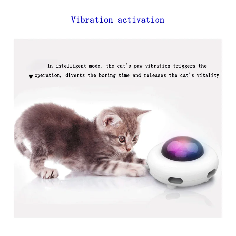 Automatic Cat Toy Electric Gravitational UFO Vibration Trigger Color Reminder Smart Companion USB Charging Random Detection