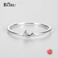 roru authentic 925 sterling silver popular ring crescent cute moon shape design ring for women jewelry birthday gift 2022 new