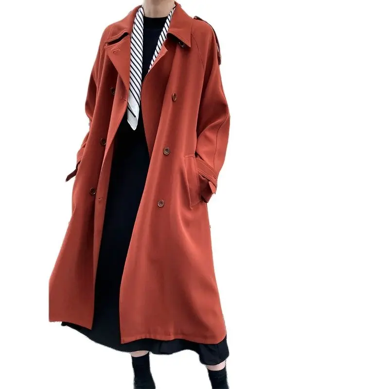 Women Fashion Street Style Maxi Long Jackets 2022 Autumn Winter New Drape Loose Windbreaker Female Elegant Trench Coat With Belt