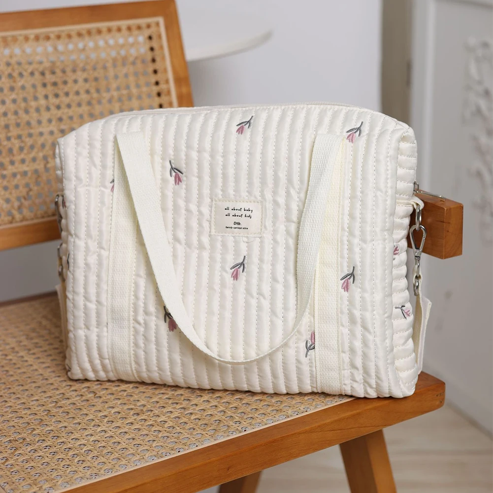 

Cotton Female Shoulder Bag Multifunctional Composite Shoulder Bag Soft with Zipper Large Capacity Durable for Ladies Clutch Pure