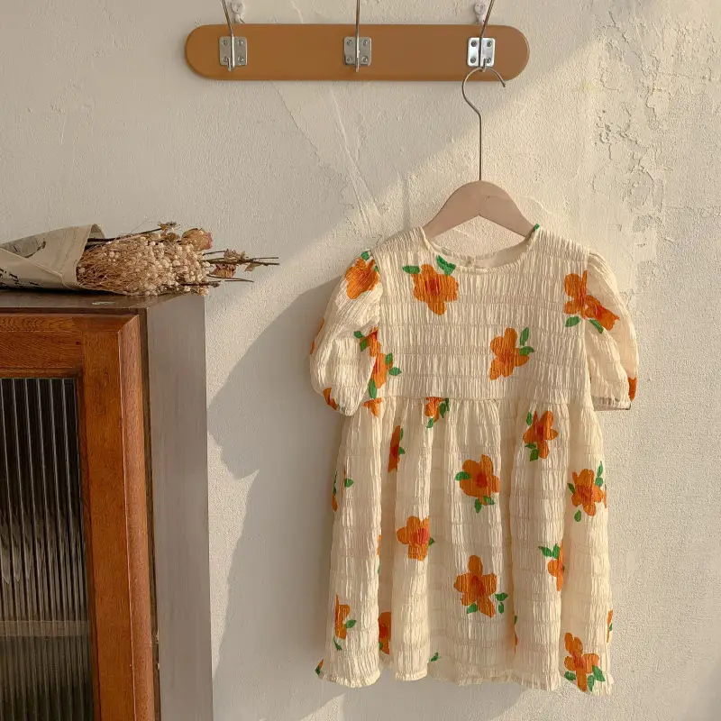 

2022 Girls Dress Virgin Girls Summer Costume Baby Girl Clothes Kids Midi Beach Dress Children Clothes Girl Floral Casual Dress