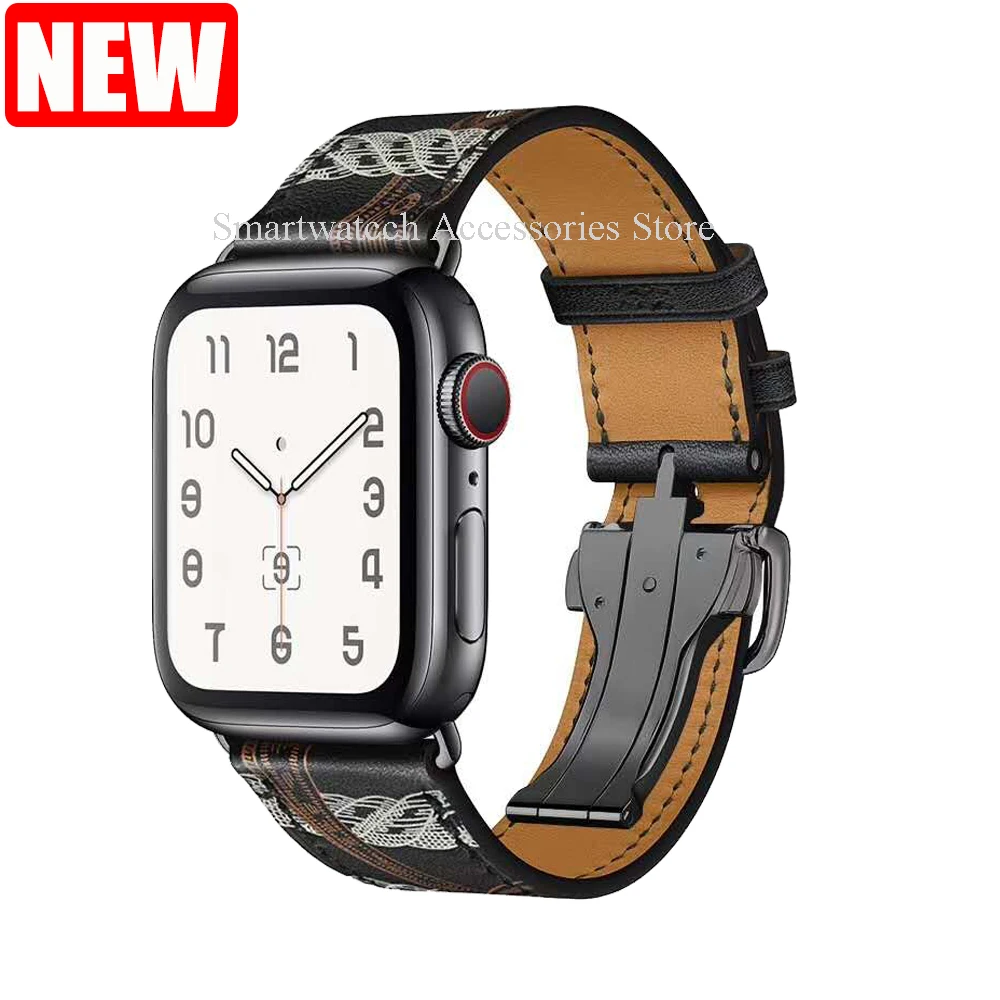 For Apple Watch Ultra Band 8 7 6 5 4 3 2 SE Genuine Leather Bracelet Apple Watch Bands 45mm 41mm 44 40 42 38 Strap for iWatch