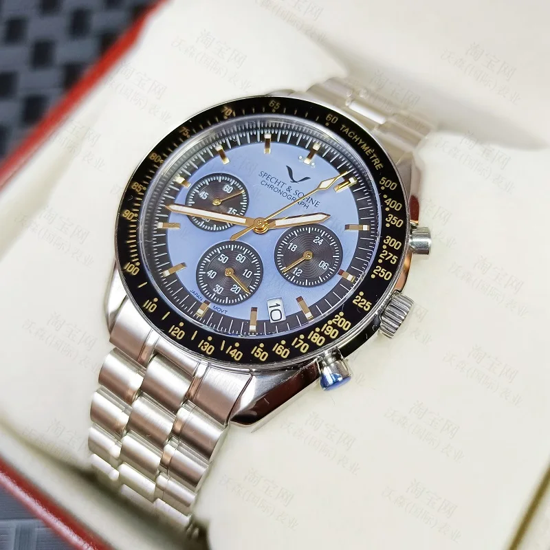 SPECHT &amp SOHNE модные мужские часы VK63 многофункциональный хронограф со стальным