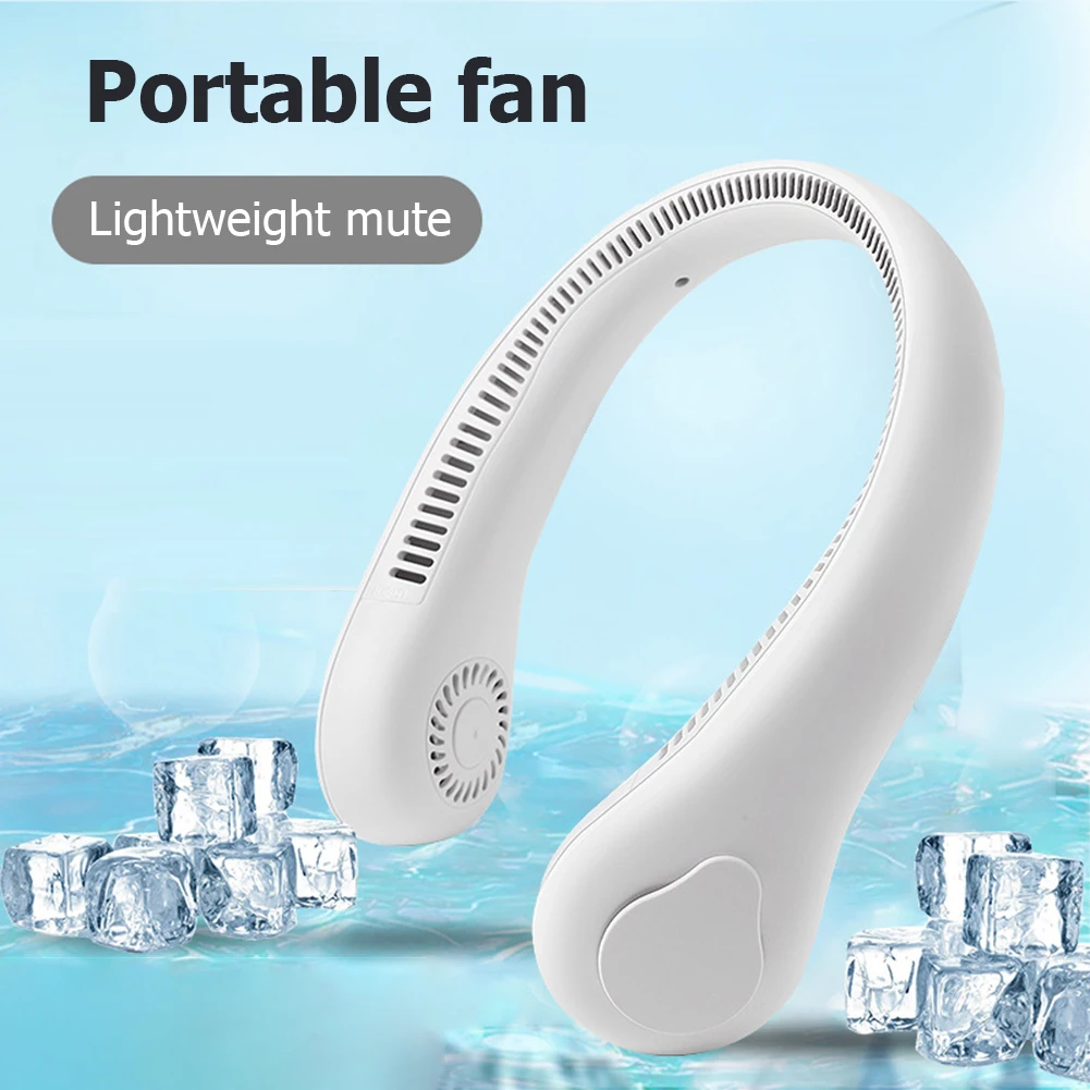 

1800mAh Электрический USB Перезаряжаемый ленивый портативный летний охлаждающий подвесной шейный вентилятор, бесшумный 3 зубчатых вентилятора ...
