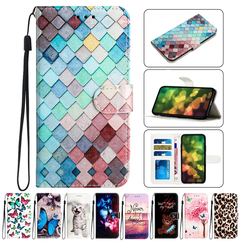 

Кожаный магнитный чехол-кошелек для Xiaomi Redmi Note10 Note 10 Pro 10S 10T 5G 10Pro + чехол-книжка с рисунком животных, чехлы для телефонов