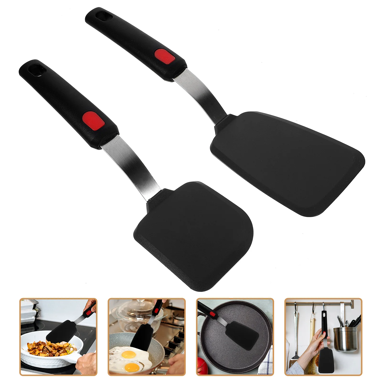 

2 Pcs Silicone Spatula Pancake Turner Spatulas Kitchen Use Wok Small Cooking Utensils