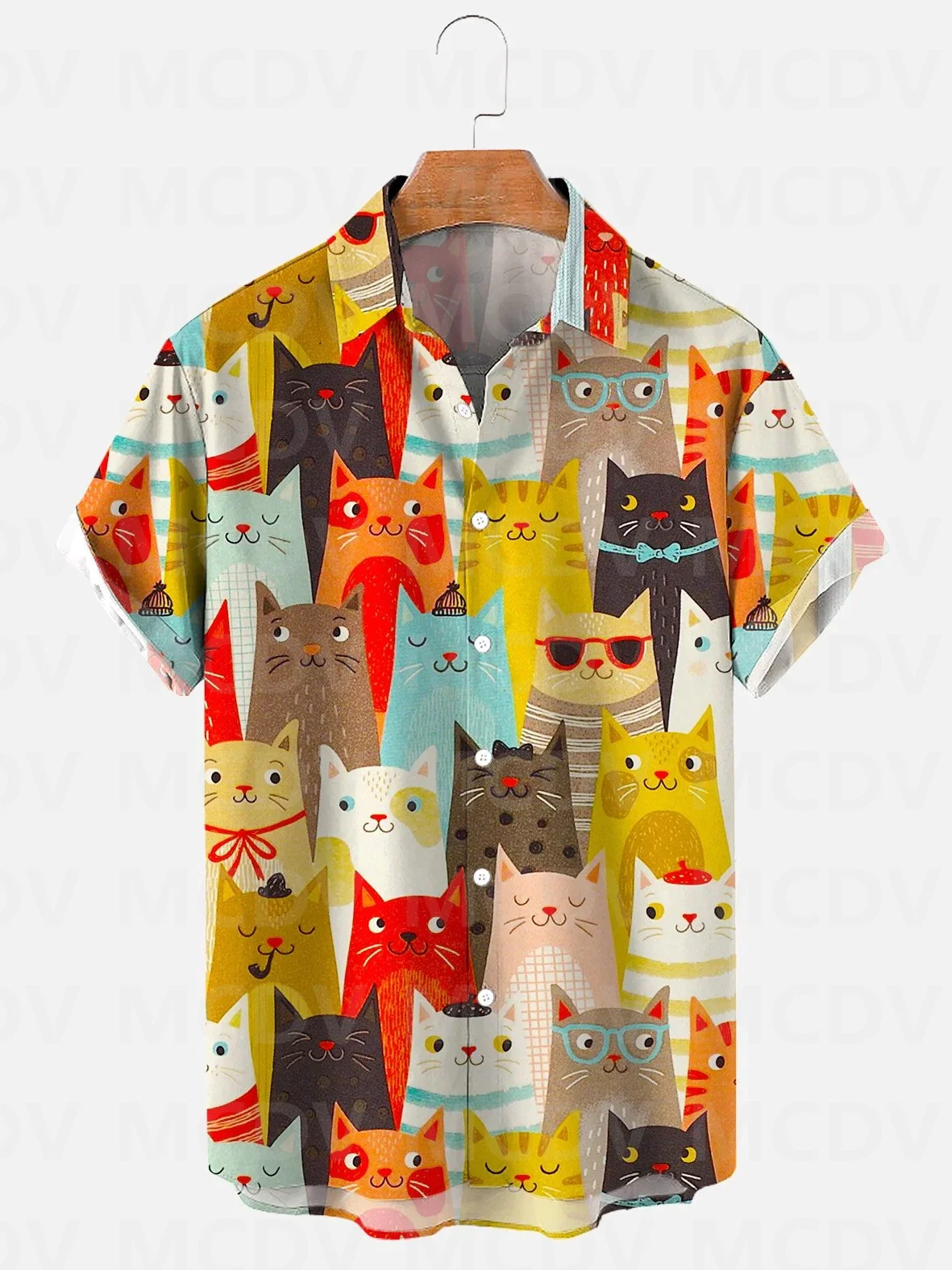 

Men's For Women's Meow Rainbow Cat Cute Funny Art Casual 3D Printed Hawaii Shirt