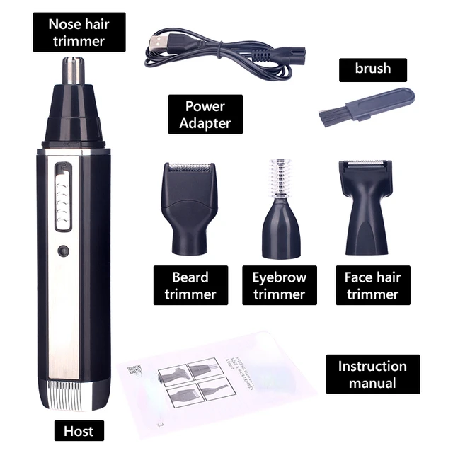 in 1 Rechargeable Men  Nose Ear Hair Trimmer Painless Women Trimming Sideburns Eyebrows Beard Hair Clipper Cut Shaver