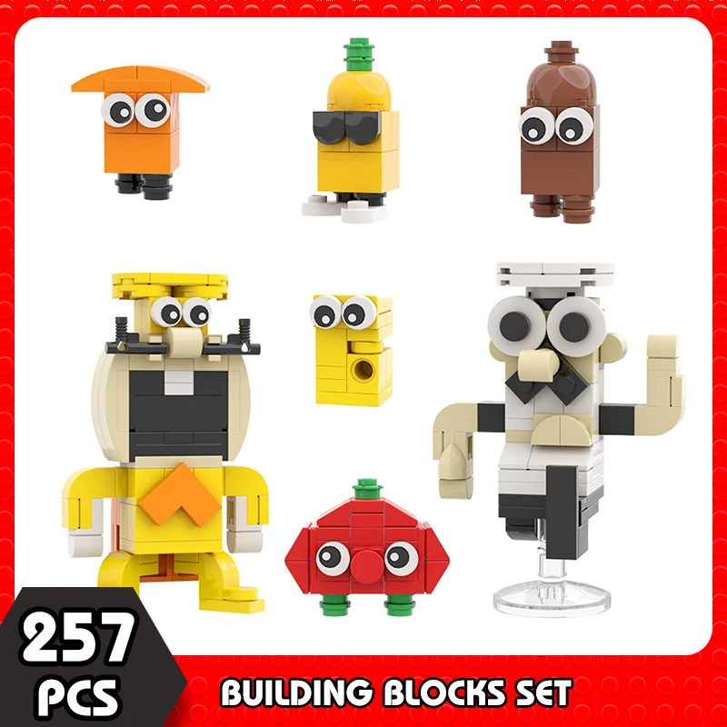 

Moc Kitchen Series Pizza Tower Chef Cooking Cartoon Figure Building Blocks Peppino Spaghetti Toppins The Noise Bricks Kid Toys