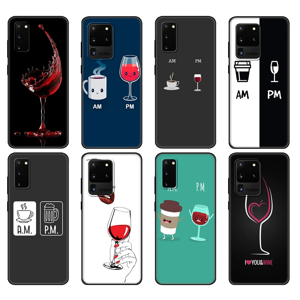 

Черный чехол из ТПУ для Samsung galaxy S20 /S20 PLUS/S20 ultra/S20 + /S20FE, задняя крышка, чашка кофе, вина