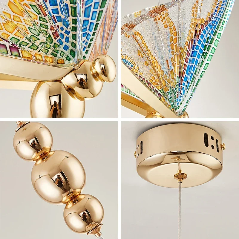 Современные простые подвесные светильники красочные светодиодные лампы-бабочки