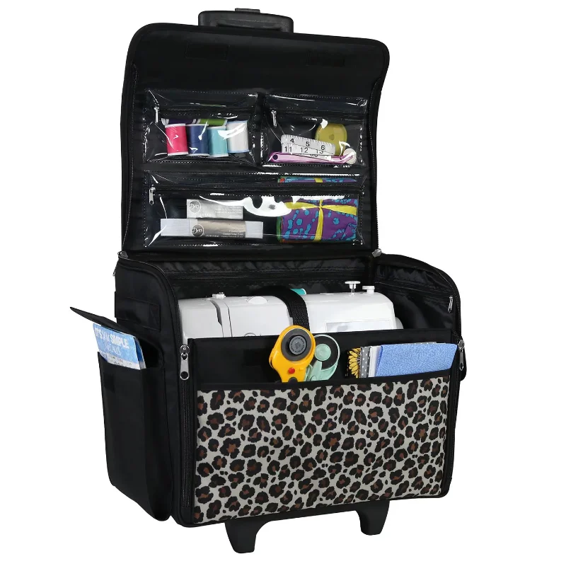 

Everything Mary Rolling Sewing Machine Tote, Leopard Print shopping cart carrito de compra
