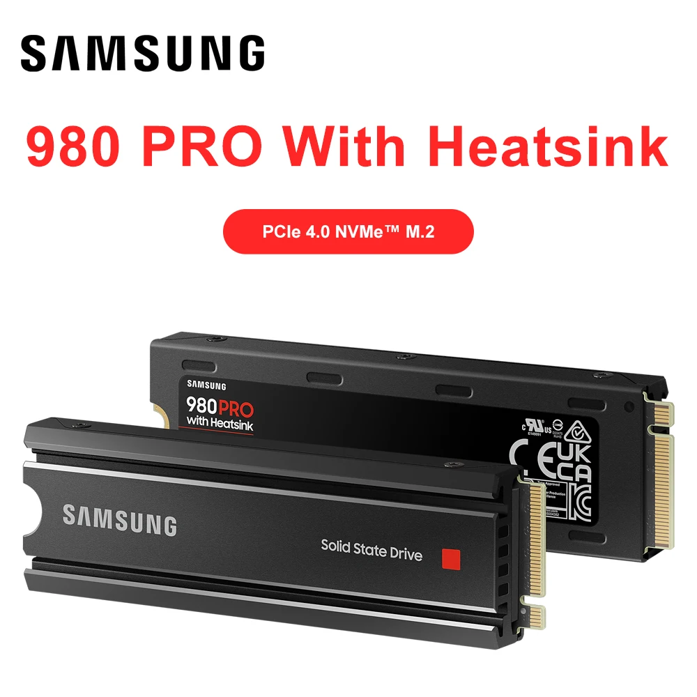 

Внутренний твердотельный диск Samsung 980 PRO NVMe 4,0 M.2 SSD с радиатором 1 ТБ, внутренний жесткий диск M.2 2280 PCIe Gen 4,0x4 NVMe для настольного ноутбука
