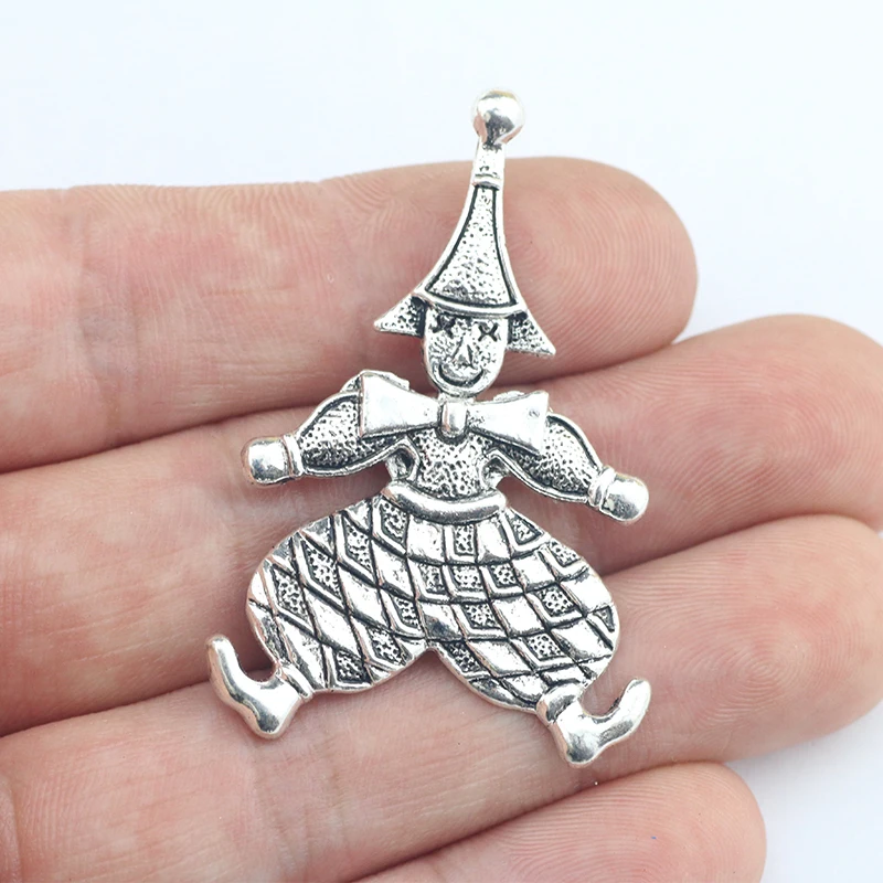 4Pcs 31*48mm Antique Silver Color Alloy Clown Charms Joker Necklace Keychain Special Pendant Accessory Charms For Jewelry Making