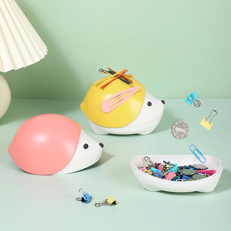 

New Multifunction Storage Box Desk Clutter Box Large Capacity Table Top Box With The Hedgehog Little Magnets on The Back