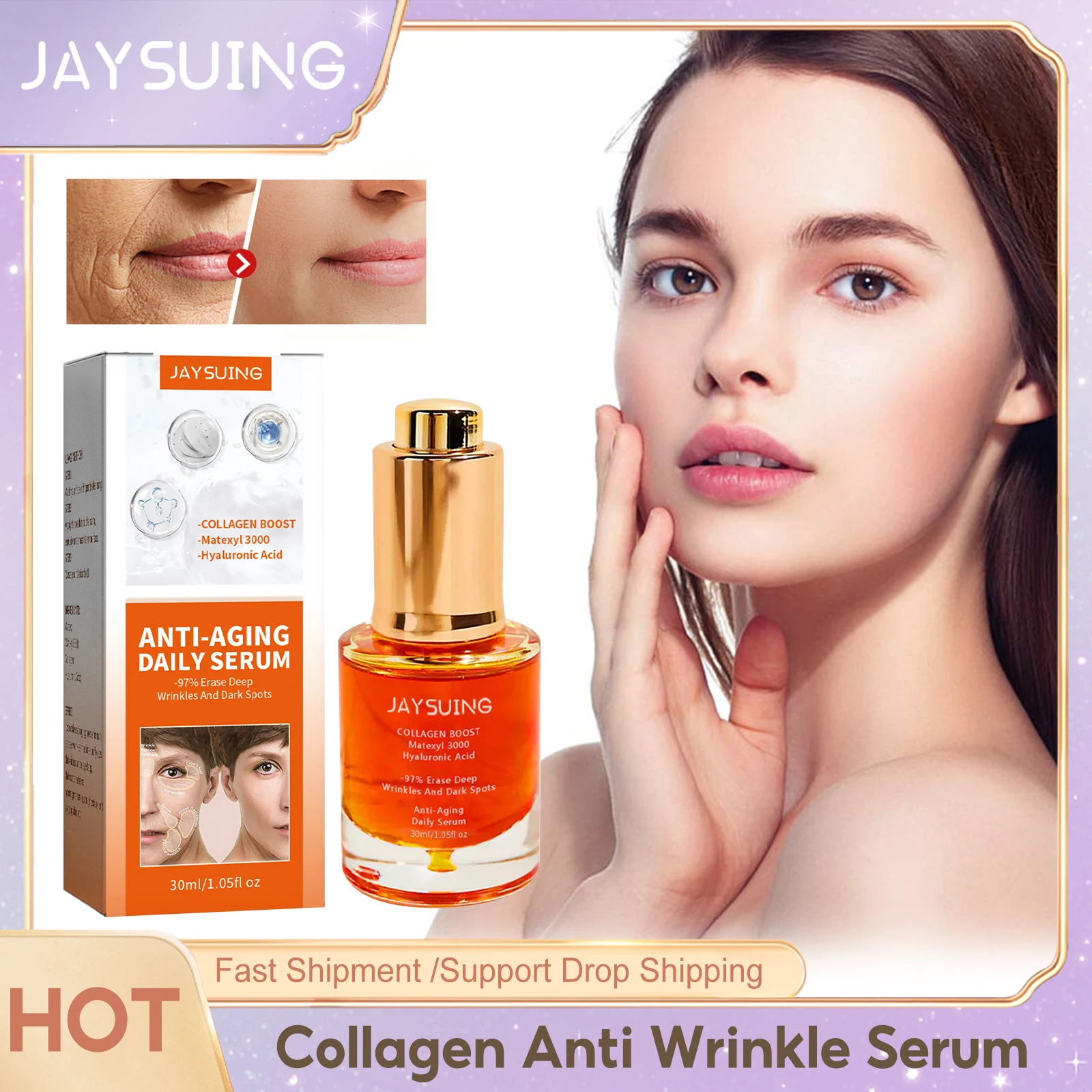 

Collagen Anti Wrinkle Serum Moisturizing Whitening Fade Black Spots Shrinking Pores Reduce Fine Lines Anti Aging Facial Essence