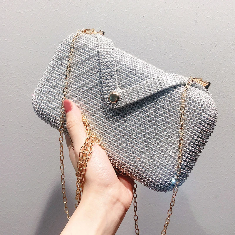 

Luxy Moon Gold Crystal Clutch Bag Bridal Wedding Purse Luxury Design Women Handbag Rhinestone Wallet Silver Shoulder Bag