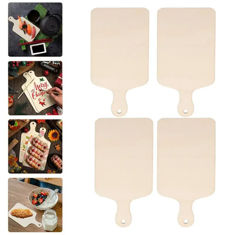 

4Pcs Small Wood Board Unfinished Board DIY Craft Board Multi-use Graffiti Board