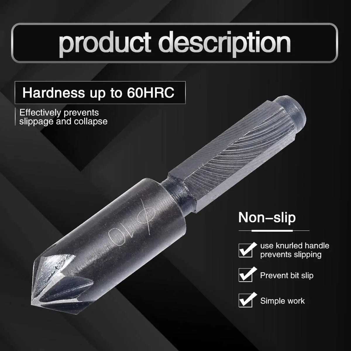 Набор сверл для зенковки с 7 канавками комплект из 2 насадок шестигранным