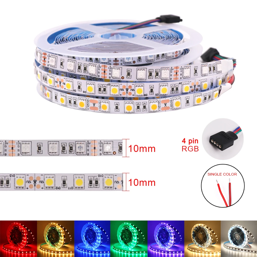 Светодиодная лента SMD5050 12 В постоянного тока 60 светодиодов/м гибкая веревочная