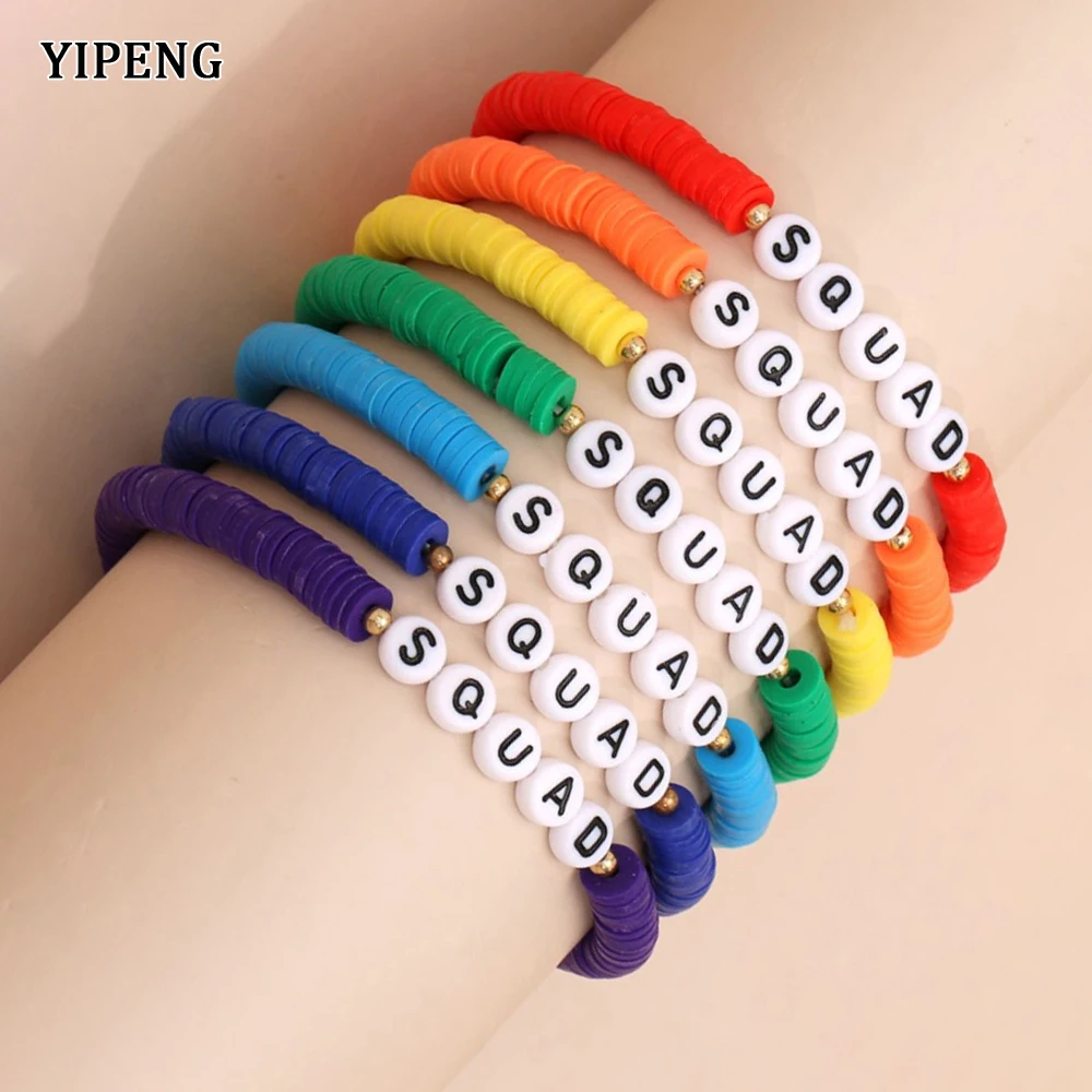 10/30 Sets Summer Bracelets For Women Free Shipping 7PCS Soft Ceramic Comfort SQUAD Beaded Bracelet Handmade Gift For Girlfriend