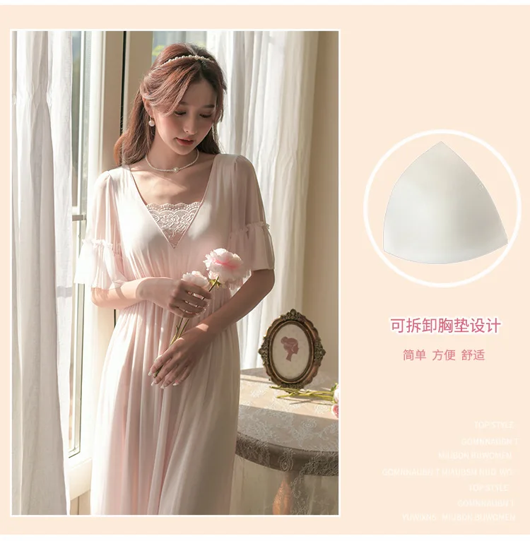 Princess style nightdress women's long sweet palace style lace pajamas ночная рубашка sexy nightwear
