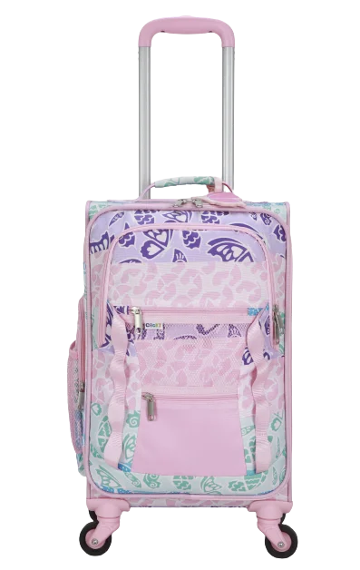 3 PC SOCIAL BUTTERFLY SOFTSIDE WITH PACKING CUBE AND LUGGAGE TAG