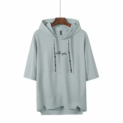 

NEW IN Mens Tees Summer Men Short Sleeve Sweatshirt Hooded T Shirt Male Hip Hop Streetwear Sports Wear Tracksuit Tops Tees 4XL