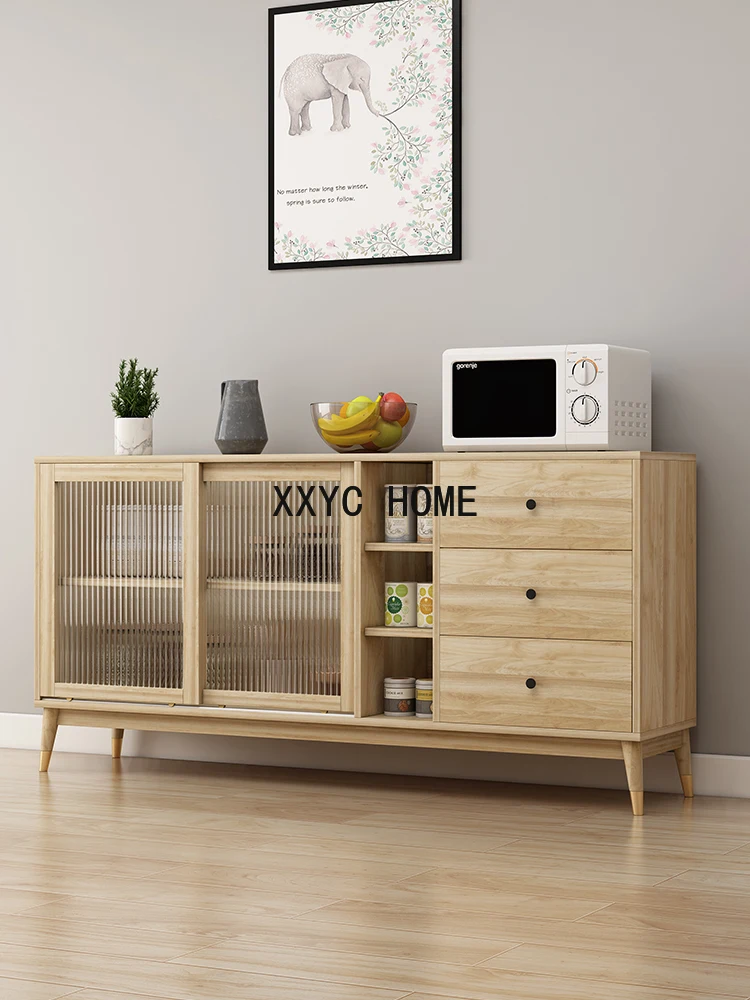 Винный шкаф в стиле ретро стеклянная дверь деревянный буфет столовая винный бар