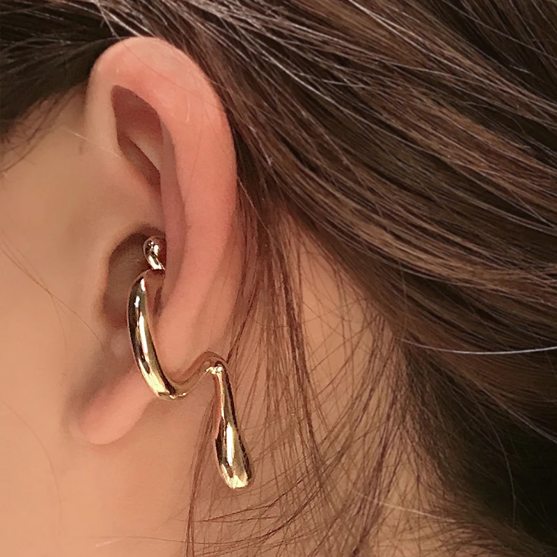 

Fashion Snake-shaped Clip Earrings Advanced Twisted Geometric Irregular Ear Bone Clip No Ear Hole Unusual Hip-hop Party Jewelry