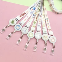 retractable badge reel id card yoyo credential holder carabiner for staff doctor students nurse anti lost keychain with lanyard