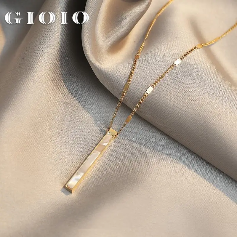 

GIOIO 2022 New Titanium Steel Color Fast Chain Shell Long Pendant Necklace For Women Fashion Luxury Girl Clavicle Chain Jewelry