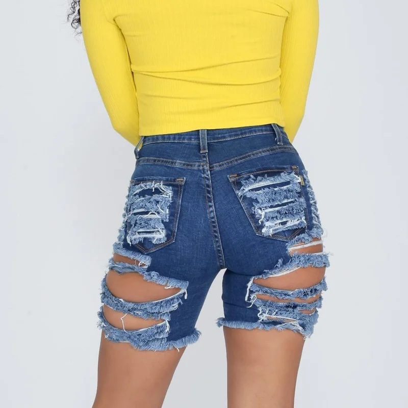 Women Fashion Sexy High Waist Jeans Shorts 2023 Summer Trendy Ripped Denim Shorts New Street Hipster Bottoms Clothes S-2XL Pop