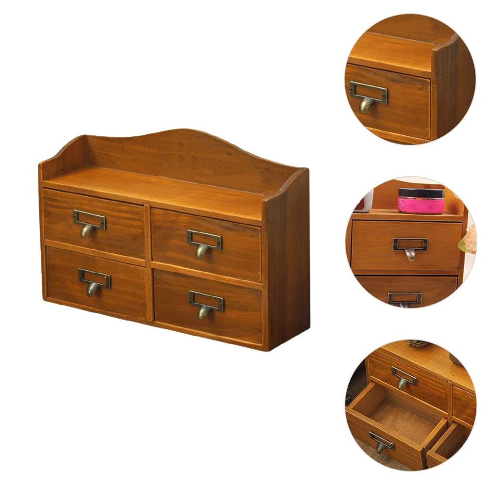 

1pc Retro Jewelry Box Drawer Type Storage Box Wooden Storage Box for Desktop Jewelry
