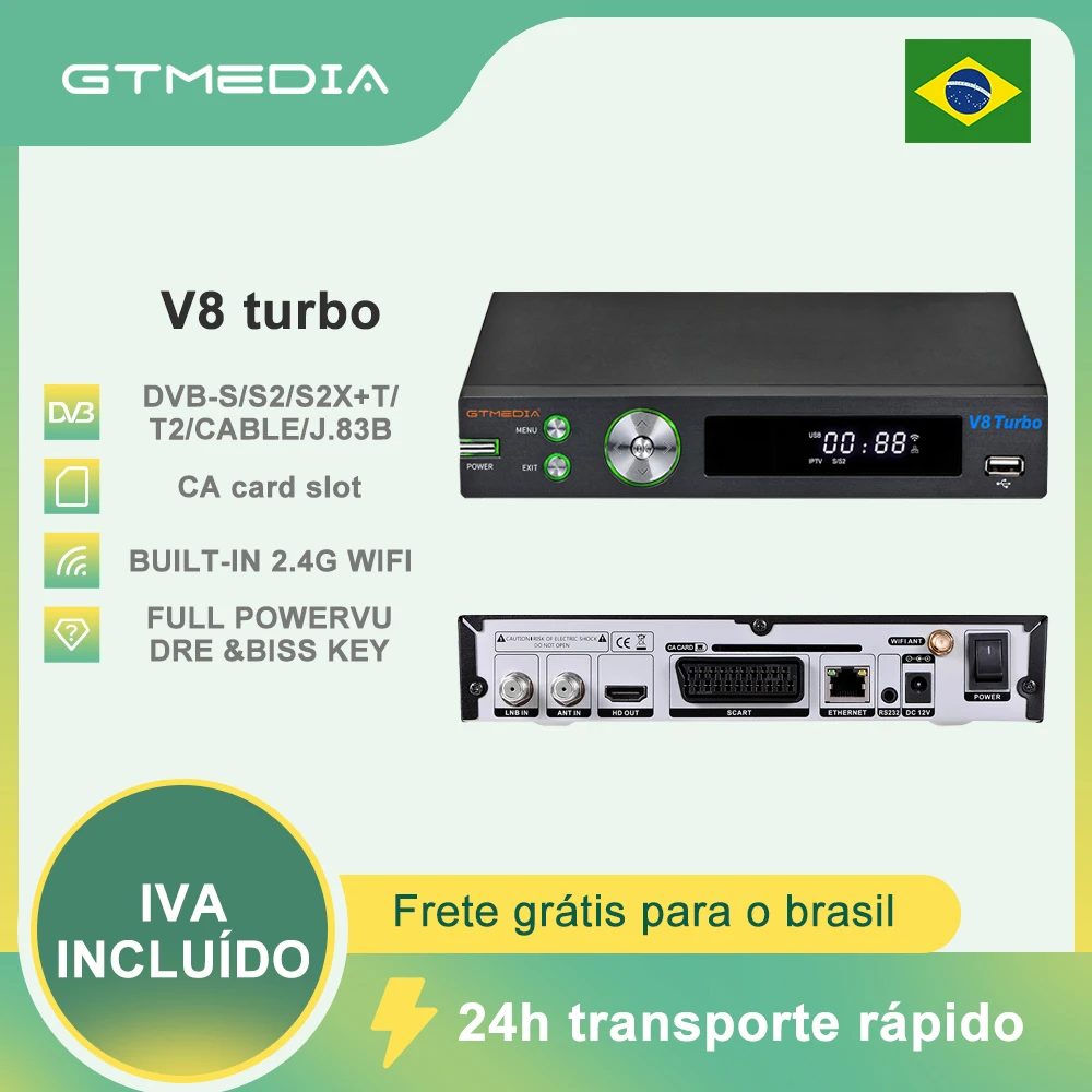 Спутниковый ресивер GTMEDIA V8 Turbo декодер для ТВ-приставки 1080P HD DVB-S/S2/S2X +