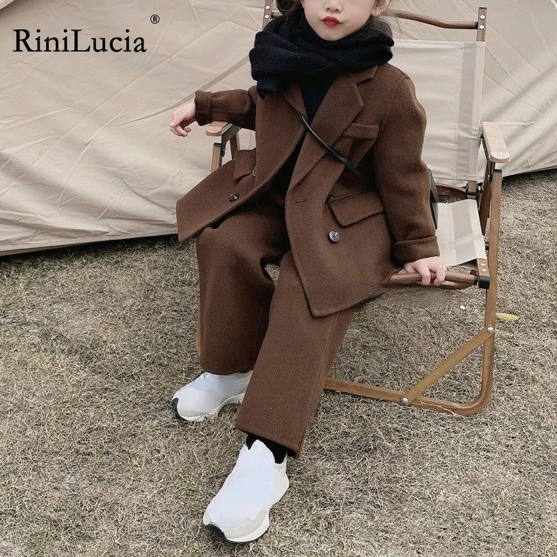 

Kids Clothing Sets for Girls Solid Long Sleeve Coats Pants 2pcs Autunn Winter Clothes 2023 Suit Children Kids Outfit