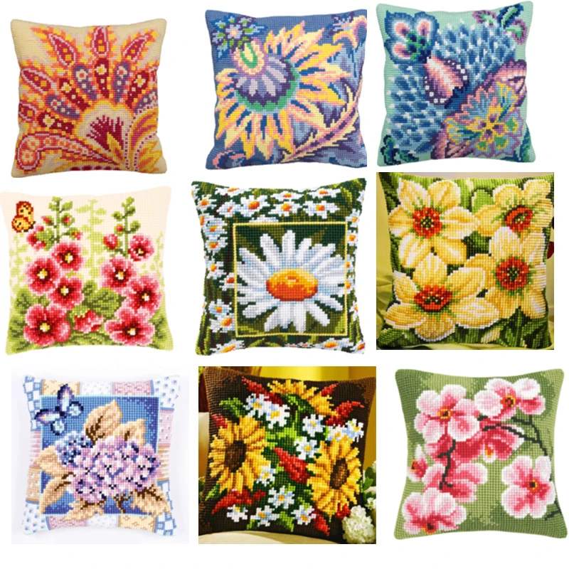 Набор для вышивки без отделки тканевая Подушка наволочка крестиком спереди